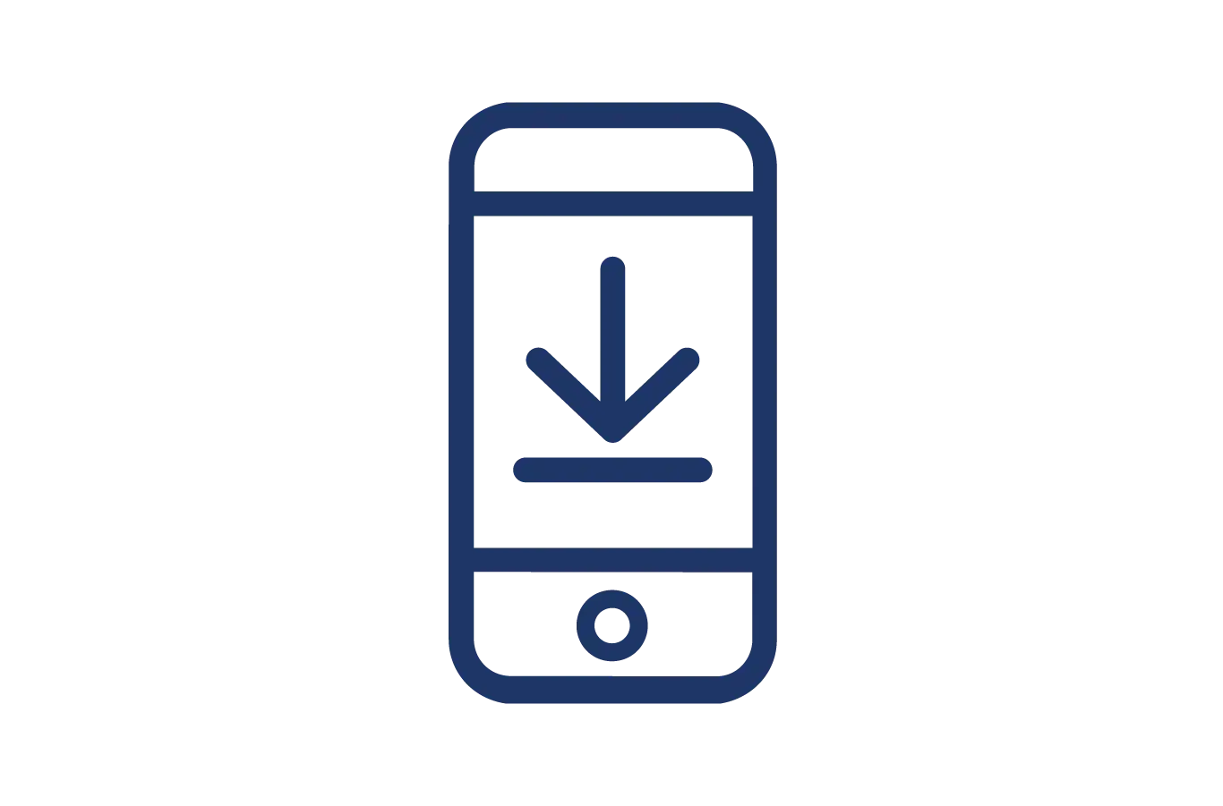 downloading arrow on smart phone icon