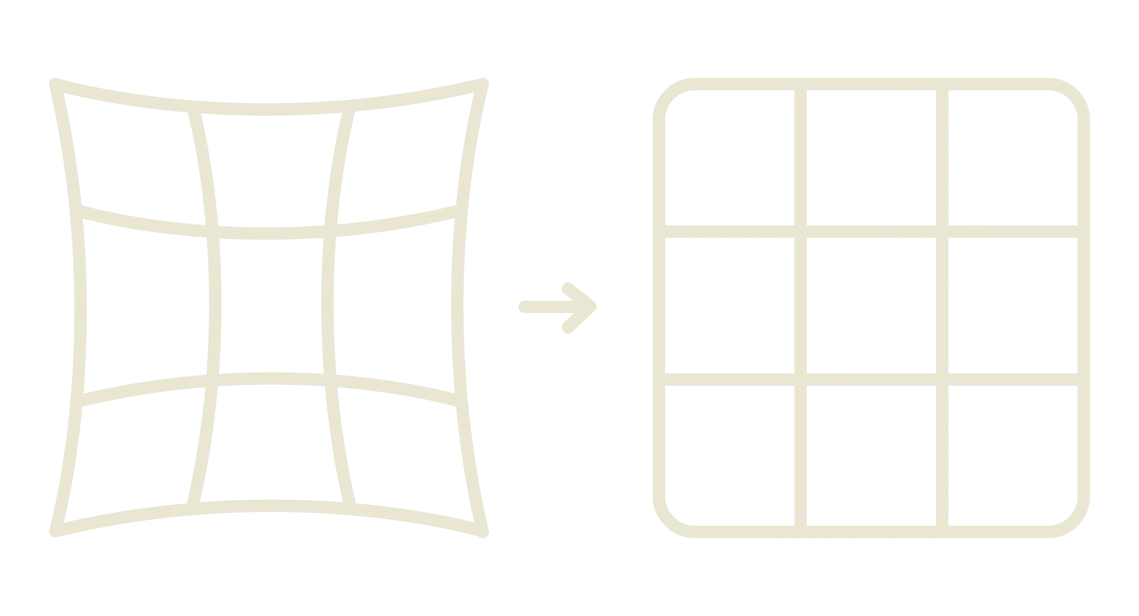 Icon illustrating digital lens distortion correction and edge-to-edge sharpness.