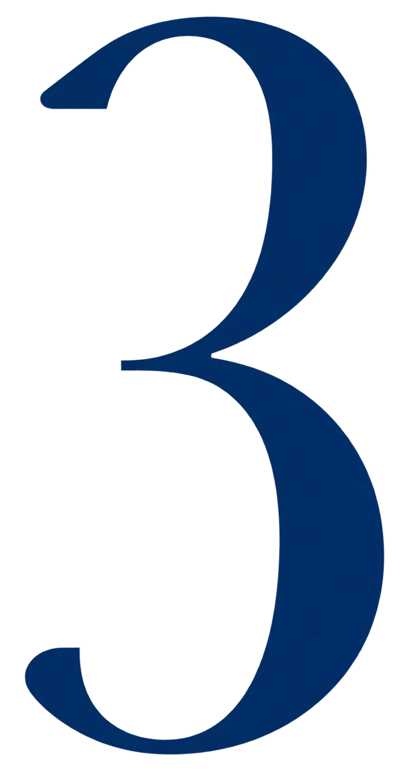 Number three navy blue icon