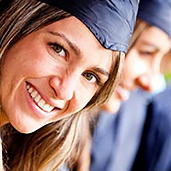 Girl at graduation smiling