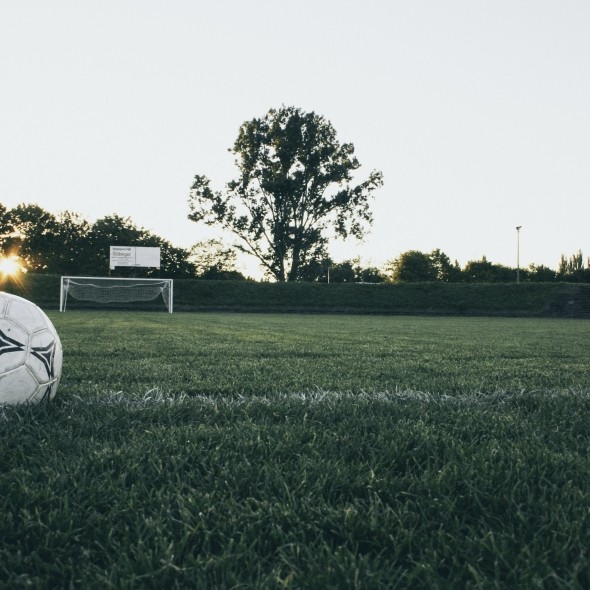 soccer ball on a soccer field