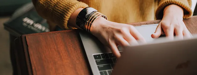 Person on computer typing