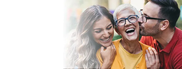 Small family laughing together