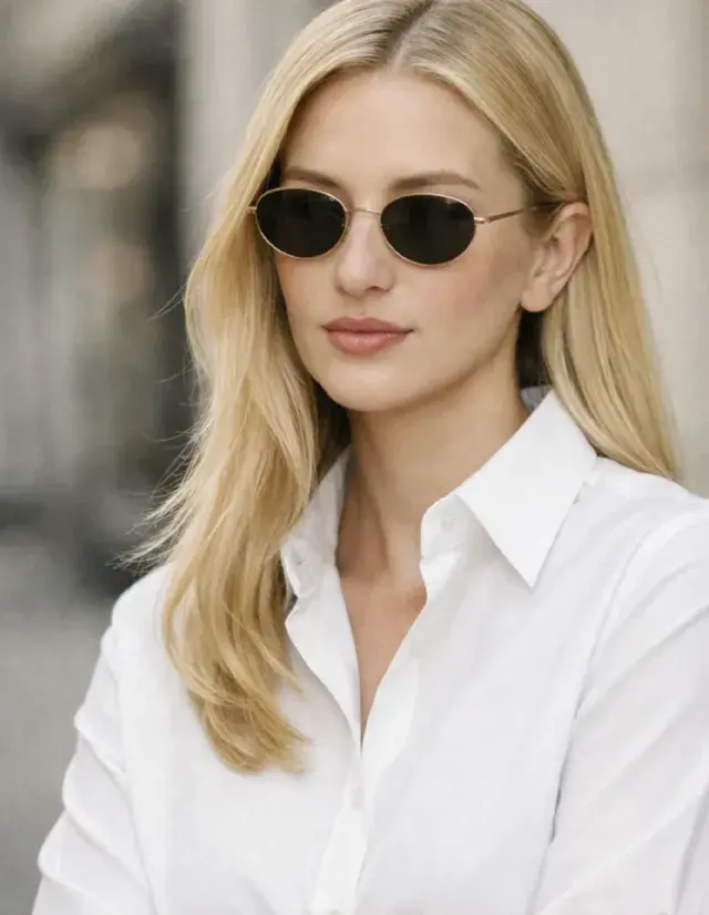 Woman in White Shirt and Sunglasses