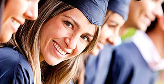 Girl at graduation smiling