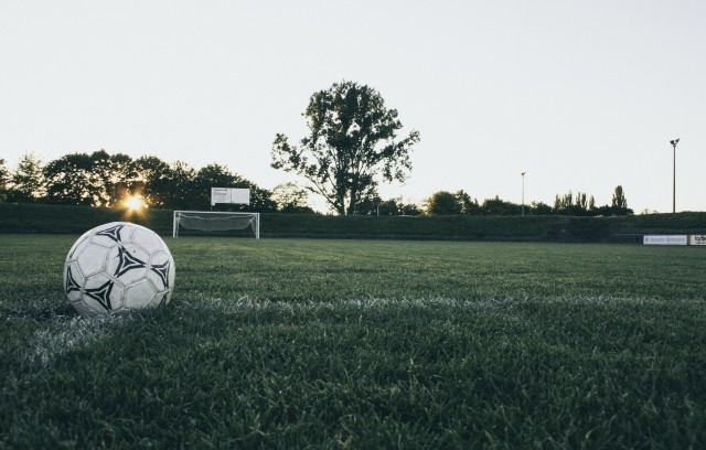 soccer ball on a soccer field