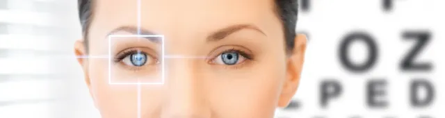 Woman with square around eye