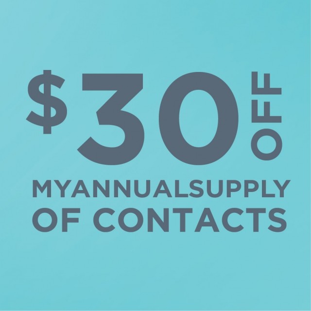 $30 off MyAnnualSupply of Contacts