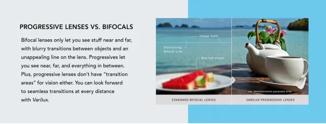 Progressive lenses compared to bifocals