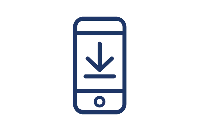 downloading arrow on smart phone icon