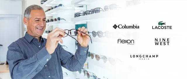 Men shopping for new glasses